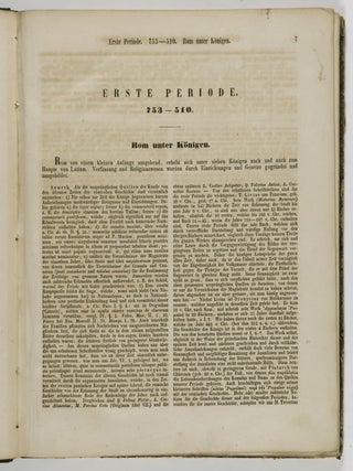 Zeittafeln der R&ouml;mischen Geschichte zum Handgebrauch und als Grundlage des Vortrags in h&ouml;heren Gymnasialklassen mit fortlaufenden Belegen und Ausz&uuml;gen aus den Quellen. (Time charts of Roman history for reference and basis for lectures in high school with continuous documentation and excerpts from original sources)