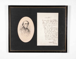 Item #48000 Framed Original Letter by M. P. Meyerbeer to Alexandre Weill with matted copperplate...