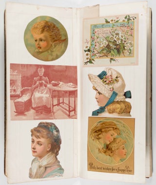 Unique Scrapbook of 19th Century Chromolithographs, Period Advertisements, and Other Personal Ephemera