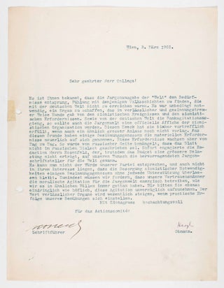 Item #48033 Original Letter from Theodor Herzl, Requesting Additional Financial Support for the...