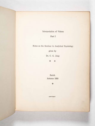 Interpretations of Visions: Notes on the Seminar in Analytical Psychology. 13 Vols. mimiographed inc. (With 29 orig. photographic plates.) [RARE PUBLICATION, PRODUCED EXCLUSIVELY FOR PARTICIPANTS OF THE SEMINARS] Only one other known complete copy found in the electronic databases.