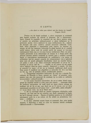 "Universitate?" Contributii la Istoria Cultural-Morala a Facultatei de Filosofie si Litere din Bucuresti (University? Contributions to the Cultural-Moral History of the Faculty of Philosophy and Letters in Bucharest)