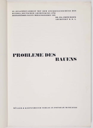 Probleme des Bauens. Band I. Wohnbau (Problems of Architecture. Volume I. Residential Building)