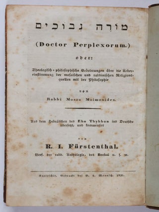 Item #48414 More Nevukhim (Doctor Perplexorum.) oder: Theologisch-philosophische Erörterung...