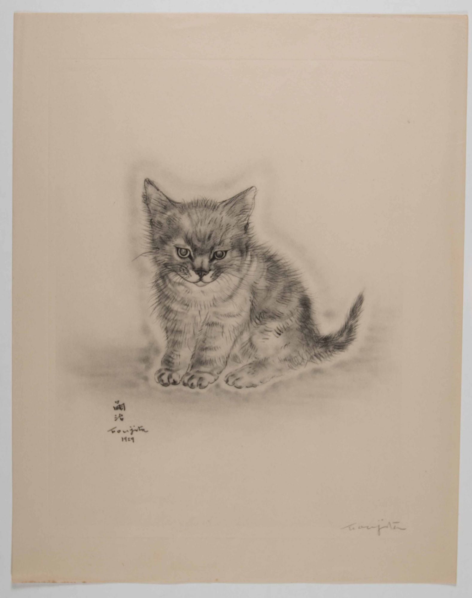 A Book of Cats, Being Twenty Drawings by Foujita UNIQUE COPY, WIYH THE  ADDITIONAL SUITE OF PLATES, THREE SIGNED IN PENCIL by Tsuguharu Foujita, 