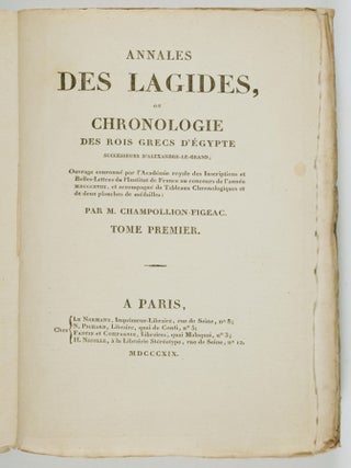 Annales Des Lagides, Ou Chronologie Des Rois Grecs D'Egypte (Annals of the Lagids, or Chronology of the Greek Kings of Egypt) 2 Vols.