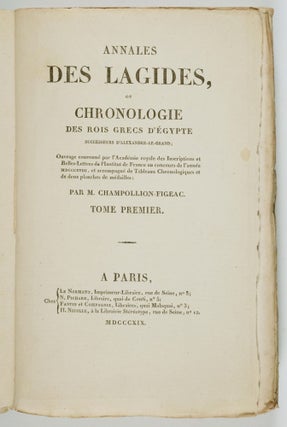 Annales Des Lagides, Ou Chronologie Des Rois Grecs D'Egypte (Annals of the Lagids, or Chronology of the Greek Kings of Egypt) 2 Vols.