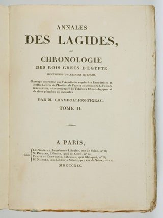 Annales Des Lagides, Ou Chronologie Des Rois Grecs D'Egypte (Annals of the Lagids, or Chronology of the Greek Kings of Egypt) 2 Vols.