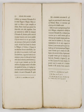 Annales Des Lagides, Ou Chronologie Des Rois Grecs D'Egypte (Annals of the Lagids, or Chronology of the Greek Kings of Egypt) 2 Vols.