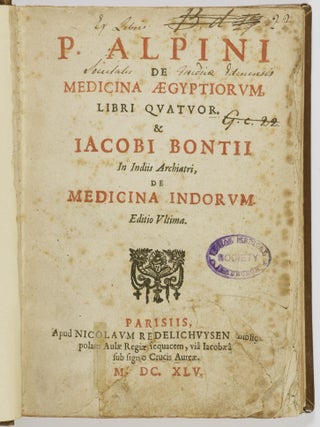 De Medicina Aegyptiorum. Libri Quatuor. & Iacobi Bontii In Indiis Archiatri, de Medicina Indorum. Editio Ultima