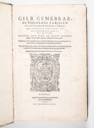 Item #48843 Chronographiae libri quatuor... Subiuncti sunt libri Hebraeorum chronologici eodem...