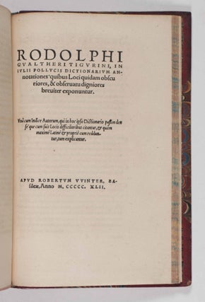 Onomasticon [BOUND WITH] In Pollucis Dictionarium Annotationes