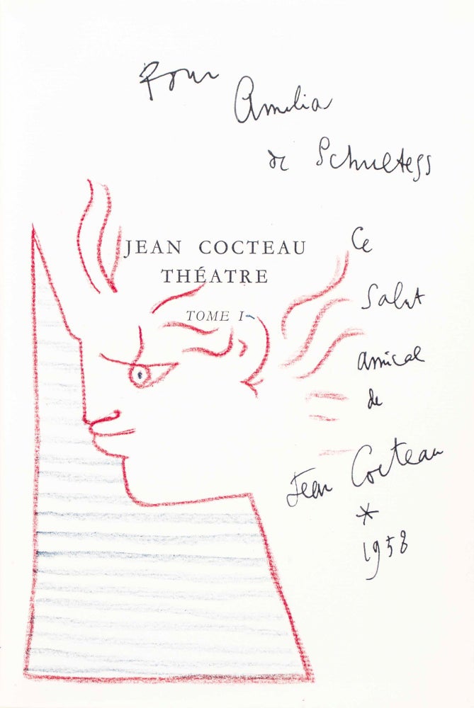 Item #49082 Theatre [SIGNED & INSCRIBED, W/ AN ORIGINAL DRAWING BY COCTEAU.] (2 vols. complete). Jean Cocteau, Bernard Grasset.