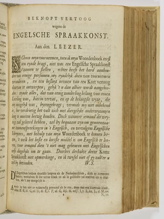 A Large Dictionary English and Dutch, in two parts (Groot wordenboek der engelsche en nederduytsche taalen)... To Which Is Added a Grammar, for Both Languages