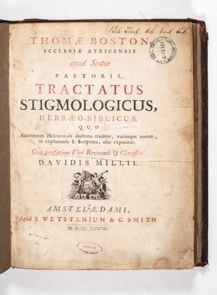 Item #49211 Tractatus stigmologicus hebraeo-biblicus (A Treatise on the Diacritical Marks of the...