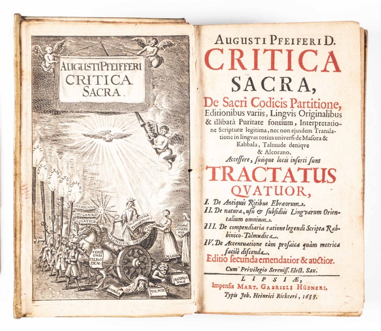 Item #49235 De arcano Kethib et Keri libri duo [BOUND AFTER] Critica sacra. Matthaeus Hiller, August Pfeiffer.