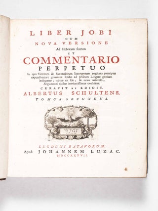 Item #49261 Liber Jobi cum nova versione ad Hebraeum fontem et commentario perpetuo... Tomus...