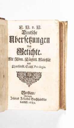 Item #49337 Deutsche Übersetzungen und Gedichte. Christian Hoffmann von Hoffmannswaldau