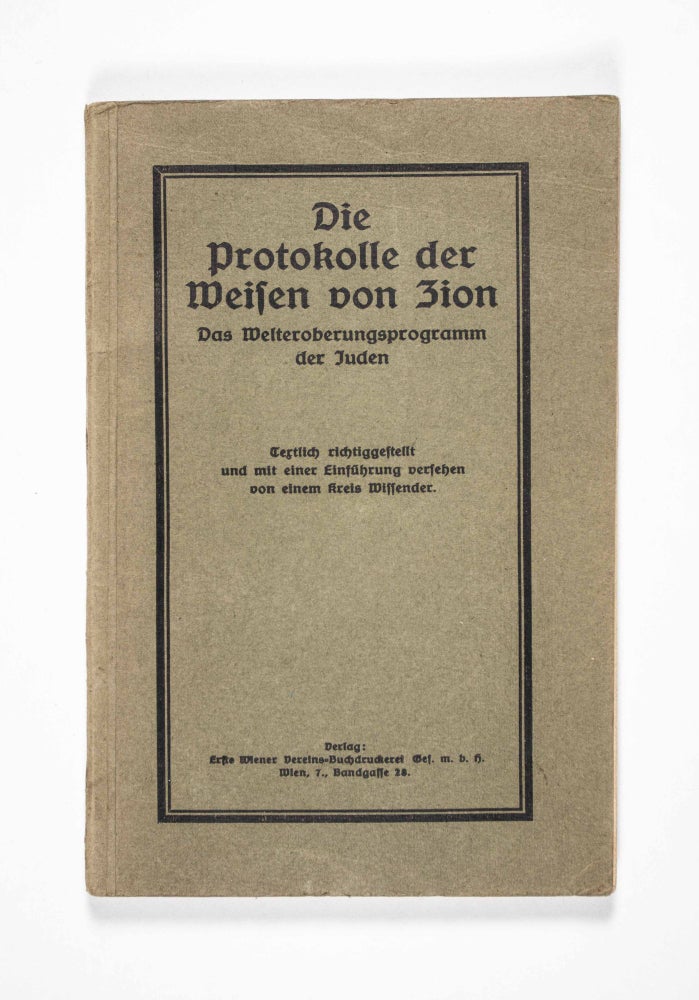 Item #49978 Die Protokolle der Weisen von Zion. Das Welteroberungsprogramm der Juden (The Protocols of the Elders of Zion). Sergei Nilus.