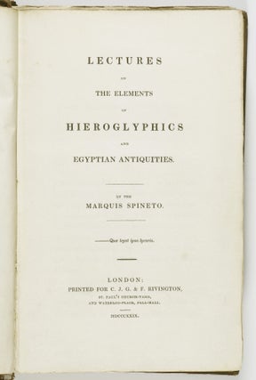 Lectures on the Elements of Hieroglyphics and Egyptian Antiquities