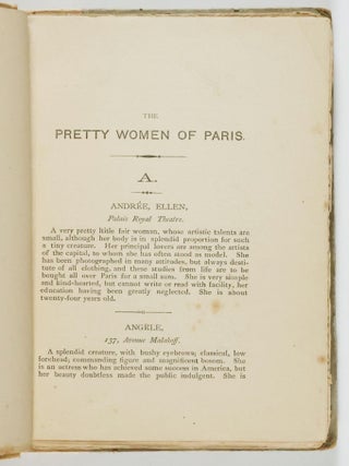 The Pretty Women of Paris; Their Names and Addresses, Qualities and Faults, Being a Complete Directory; or, Guide to Pleasure For Visitors to the Gay City