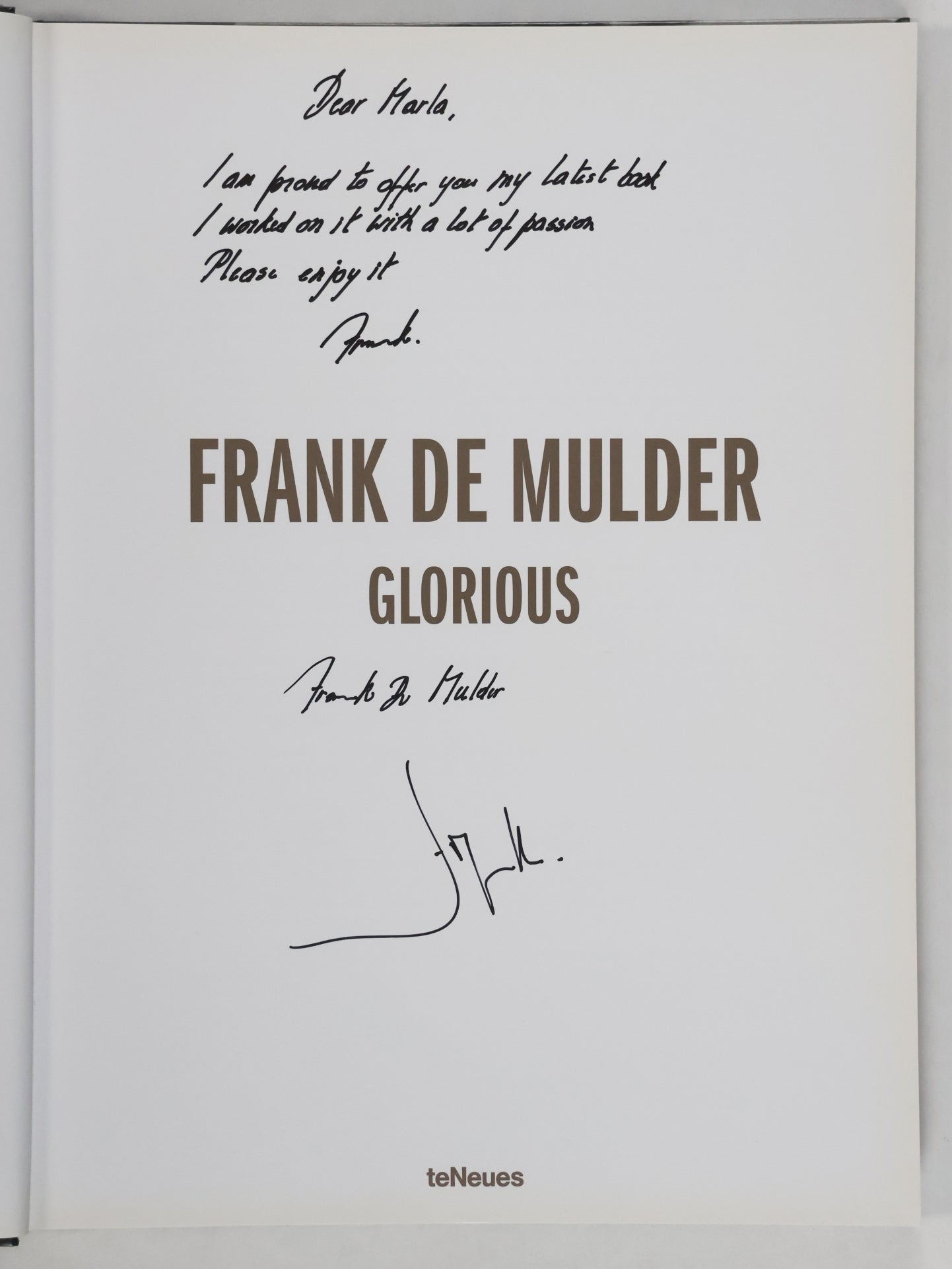 Frank De Mulder フランクデミュルダー Glorious 写真集 Glorious INSCRIBED AND SIGNED BY DE MULDER AND VERSTRAETEN | Frank