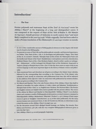 The Arabic Version of Ṭūsī's Nasirean Ethics With an Introduction and Explanatory Notes