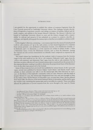 Seride Teshuvot: A Descriptive Catalogue of Responsa Fragments from the Jacques Mosseri Collection Cambridge University Library