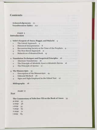 The Arabic Translation and Commentary of Yefet ben ʿEli the Karaite on the Books of Amos, Haggai, and Malachi