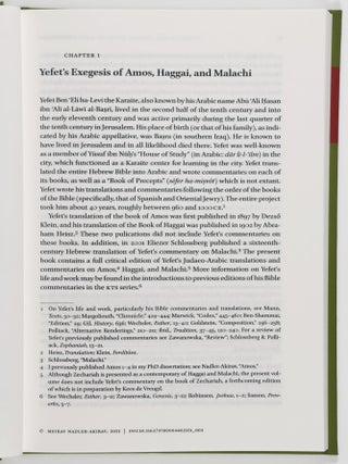 The Arabic Translation and Commentary of Yefet ben ʿEli the Karaite on the Books of Amos, Haggai, and Malachi
