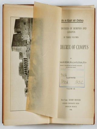 Books on Egypt and Chaldaea. The Decrees of Memphis and Canopus