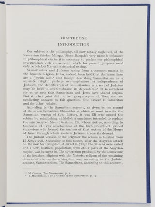 A Samaritan Philosophy. A Study of the Hellenistic Cultural Ethos of the Memar Marqah
