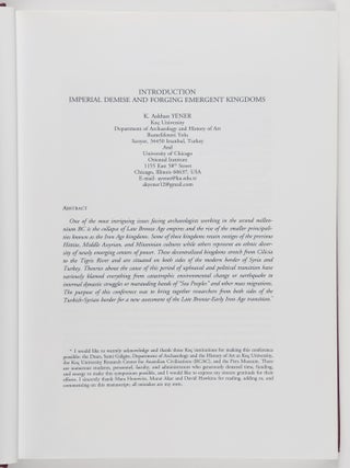 Across the Border: Late Bronze-Iron Age Relations between Syria and Anatolia : Proceedings of a Symposium Held at the Research Center of Anatolian Studies, Koç University, Istanbul, May 31 - June 1, 2010