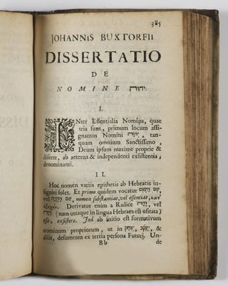 Decas exercitationum philologicarum de vera pronuntiatione nominis Jehova (Ten Philological Essays on the True Pronunciation of the Name Jehova)