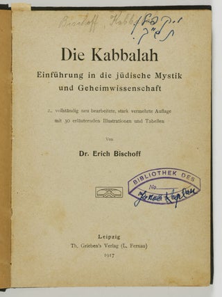 Die Kabbalah. Einführung in die jüdische Mystik und Geheimwissenschaft (The Kabbalah. Introduction into the Jewish Mystic and Secret Sciences)