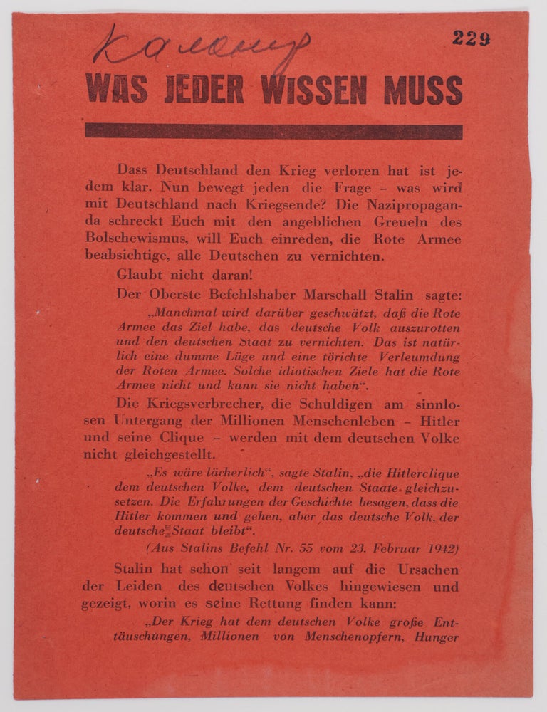 Item #54025 Was jeder wissen muss (What Everybody Needs to Know) [BRESLAU/WROCLAW]. n/a.