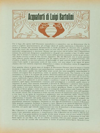 CONGEDO. Kilografie-Acqueforti- Acquarelli-Tricromie-Litografie-Pitture A Olio-Ex-Libris-Elemeti Decorativi-Bianco E Nero-Partecipazioni, ecc. [110 ORIGINAL WOODCUTS & 180 ORIGINAL LITHOGRAPHS]