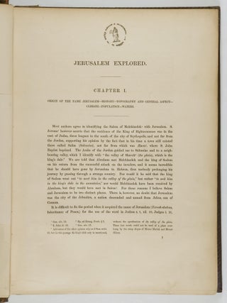 Jerusalem Explored: Being a Description of the Ancient and Modern City, with Numerous Illustrations Consisting of View, Ground Plans, and Sections