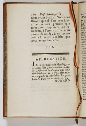 Dissertation sur l'origine de la maladie venerienne (Dissertation on the Origin of Venerial Disease)