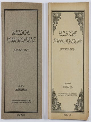 Item #54731 Russische Korrespondenz Jahrgang 1, Band 2; Nr. 12-13 September 1920, and 14-16...