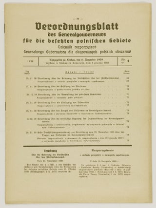 Item #54736 Verordnungsblatt des Generalgouverneurs f&uuml;r die besetzten polnischen Gebiete (Decree...