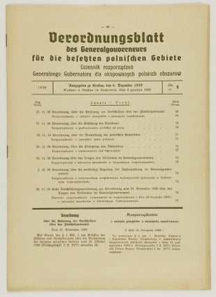 Item #54736 Verordnungsblatt des Generalgouverneurs für die besetzten polnischen Gebiete (Decree...