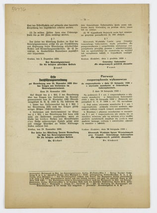 Verordnungsblatt des Generalgouverneurs für die besetzten polnischen Gebiete (Decree of the General Gouvernor of the Occupied Polish Regions / The Appointment of Jewish Councils)