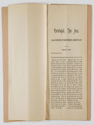 Carabajal, the Jew. A Legend of Monterrey, Mexico