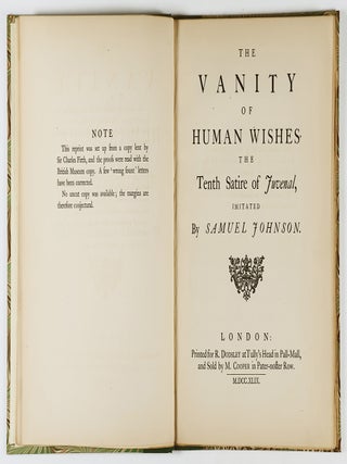 The Vanity of Human Wishes. The Tenth Satire of Juvenal