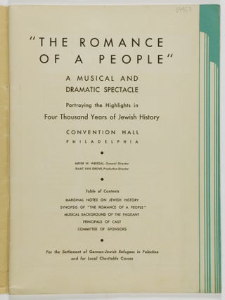 The Romance of A People. A Musical and Dramatic Spectacle