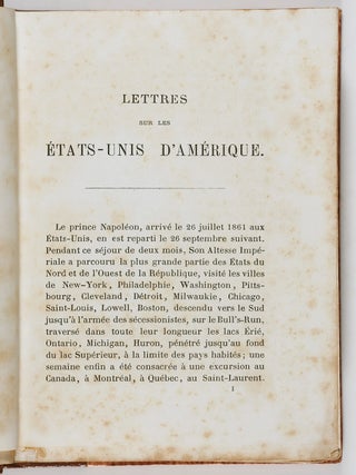 Lettres sur les &Eacute;tats-Unis D'Amerique (Letters on the United States of America) [INSCRIBED BY AUTHOR]