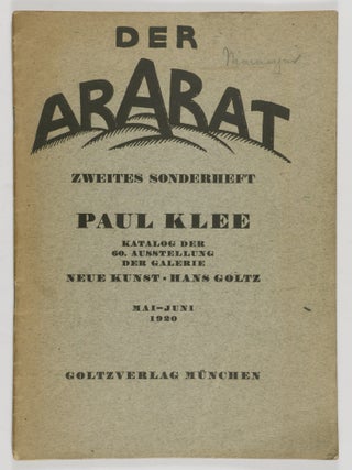 Der Ararat. Zweites Sonderheft Paul Klee. Hans Goltz.
