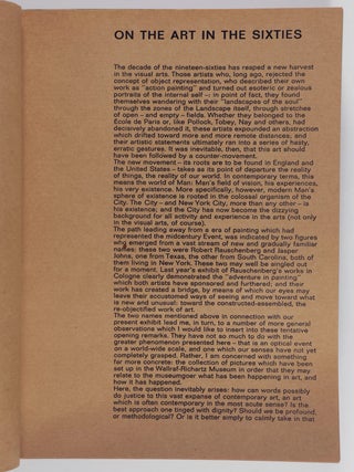 Kunst der sechziger Jahre Sammlung Ludwig im Wallraf-Richartz Museum Köln 1969. Art of the Sixties. 3rd expanded and revised edition