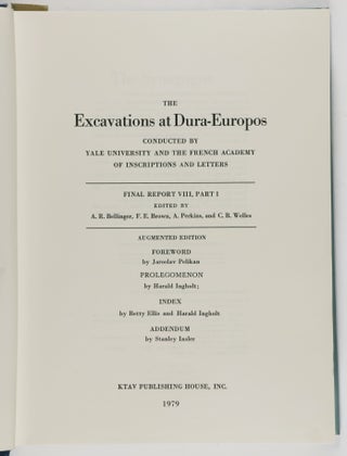 The Synagogue [The Excavations at Dura-Europos, Final Report VIII, Part I)